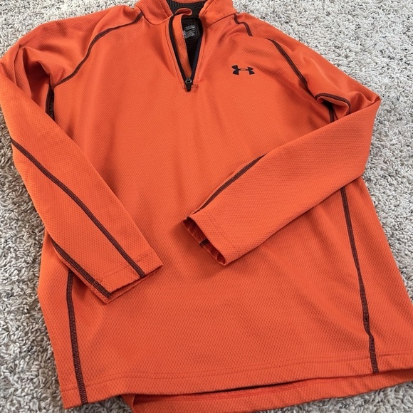 Under Armour Cold Gear Men’s 1/4 Zip Pullover Long Sleeve Top Orange Medium - Picture 7 of 8